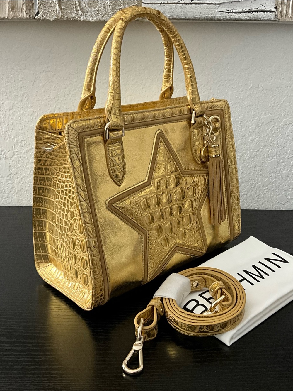 Brahmin Cami GOLD PEYSON Satchel Crossbody Shoulder W/Appliqué Star - Picture 5 of 11